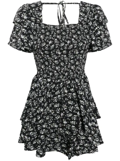 b+ab vestido corto con volantes y estampado floral