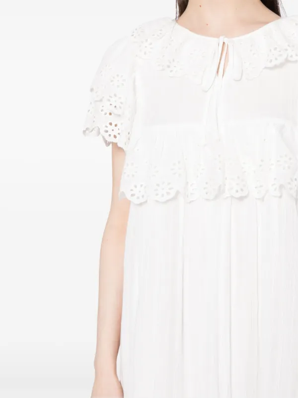 white christmas dresses Jaclyn Cotton Midi Dress in White Ivory main image 0