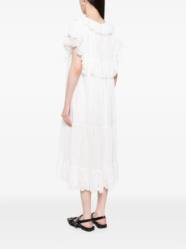 b+ab broderie-anglaise Cotton Midi Dress | White | FARFETCH