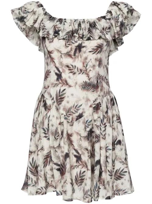 Robe courte imprimée à épaules dénudées - b+ab - Modalova