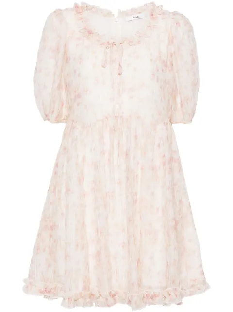 b+ab vestido corto plisado con estampado tie-dye