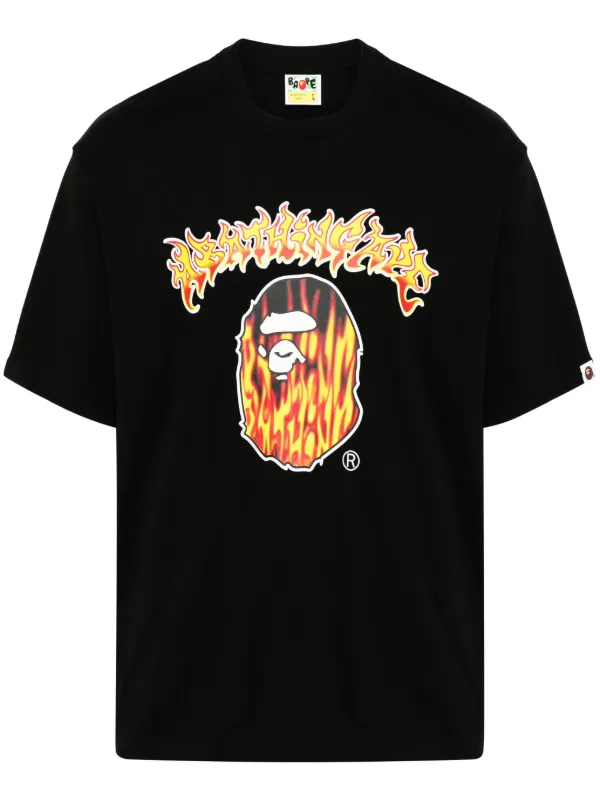 A BATHING APE Mad Flame Ape Head print T shirt Black FARFETCH CA