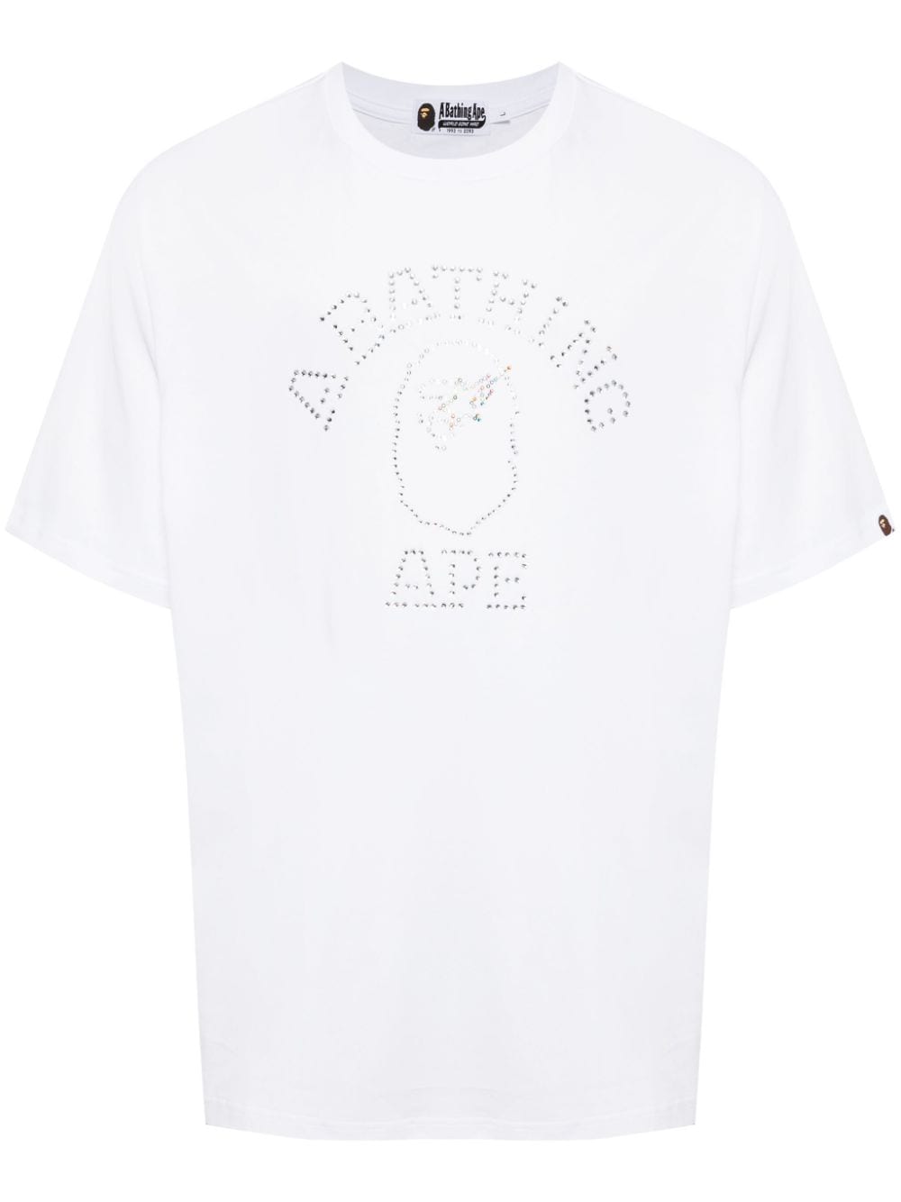 A Bathing Ape College Rhinestone-embellished T-shirt In White