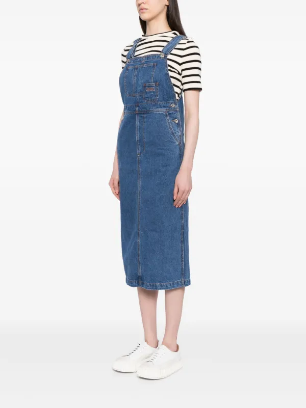 Chocoolate Logo-embroidered Cotton Dungaree Dress - Blue