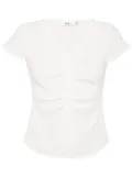 b+ab V-neck crinkled top - White