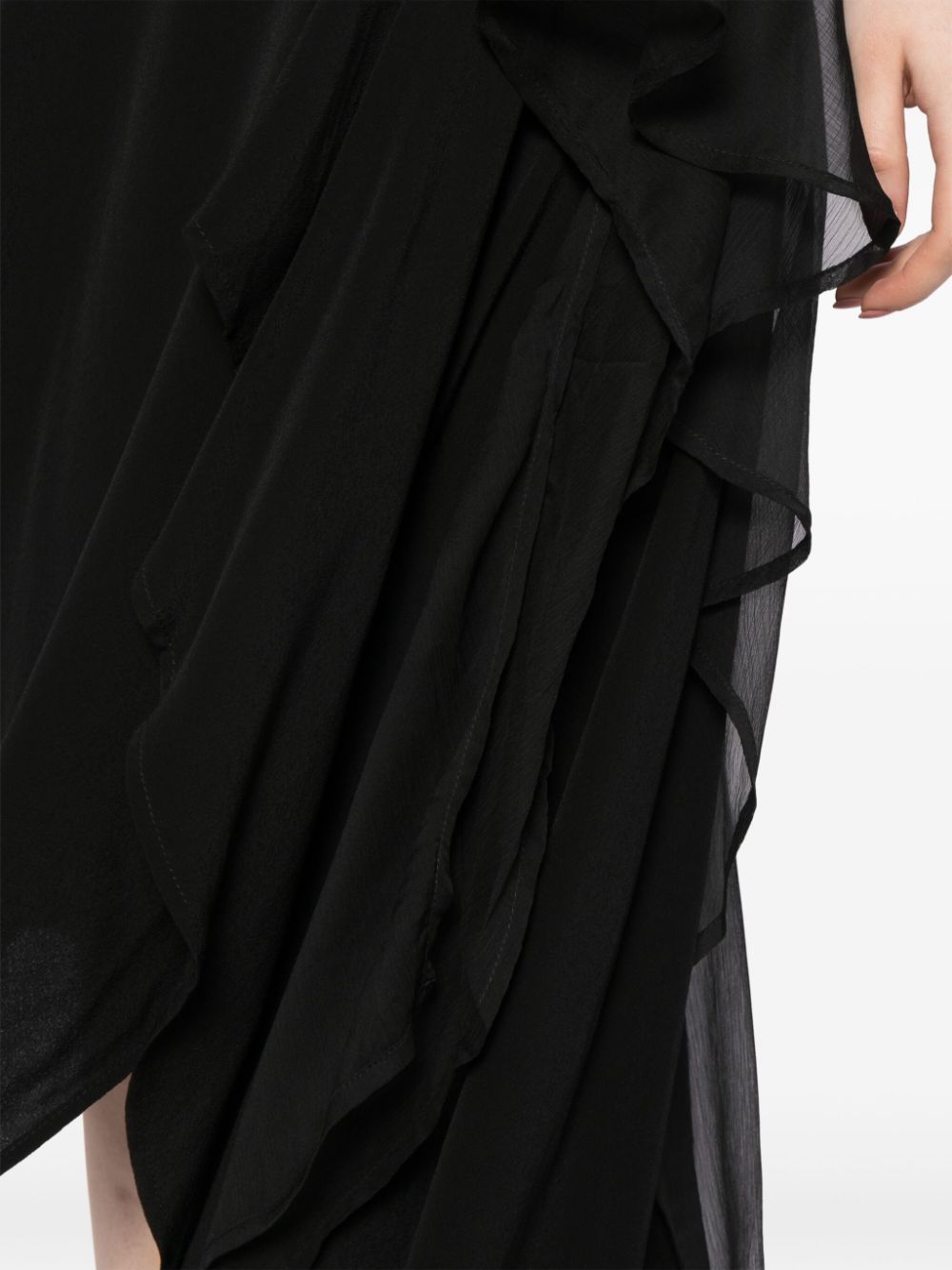 Shop B+ab Tiered Asymmetric Midi Skirt In Black