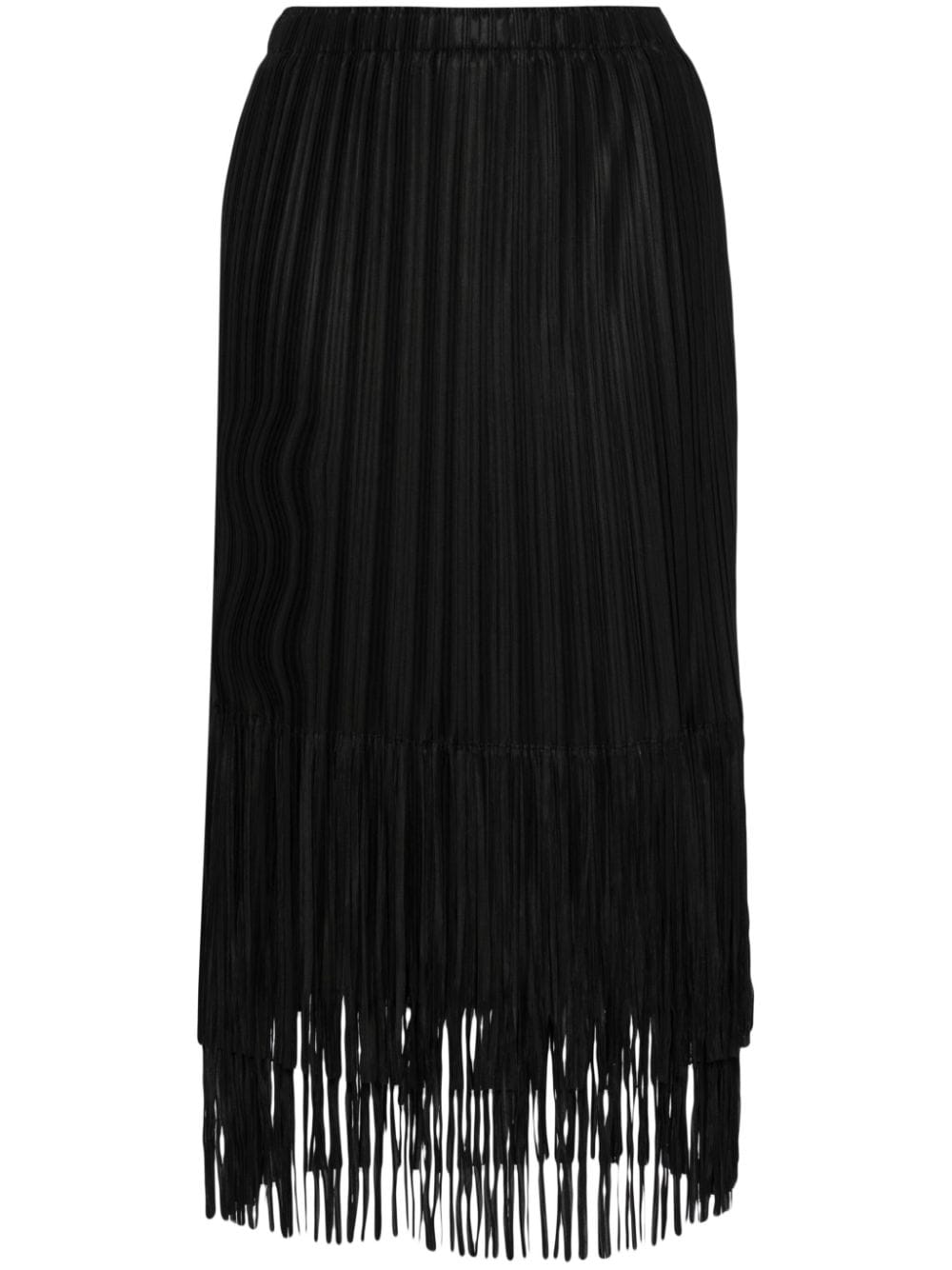 b+ab fringed pleated midi skirt - Black