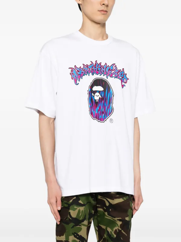 A BATHING APE® Mad Flame Ape Head-print T-shirt | White