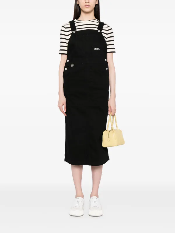 CHOCOOLATE logo embroidered Cotton Dungaree Dress Black