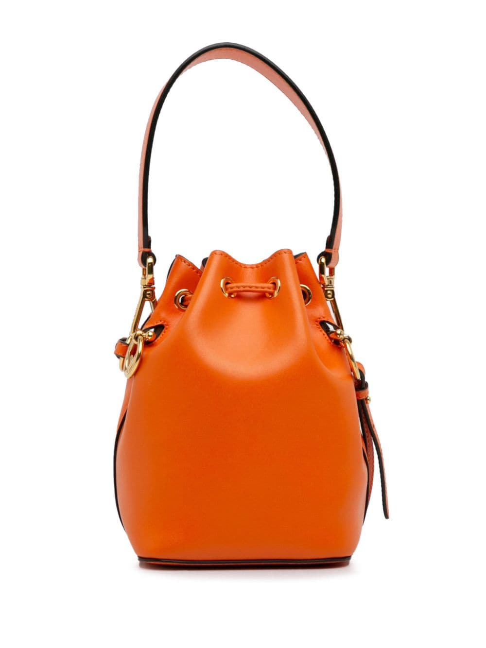 Pre-owned Fendi 21th Century Mini Leather Mon Tresor Bucket Bag In Orange