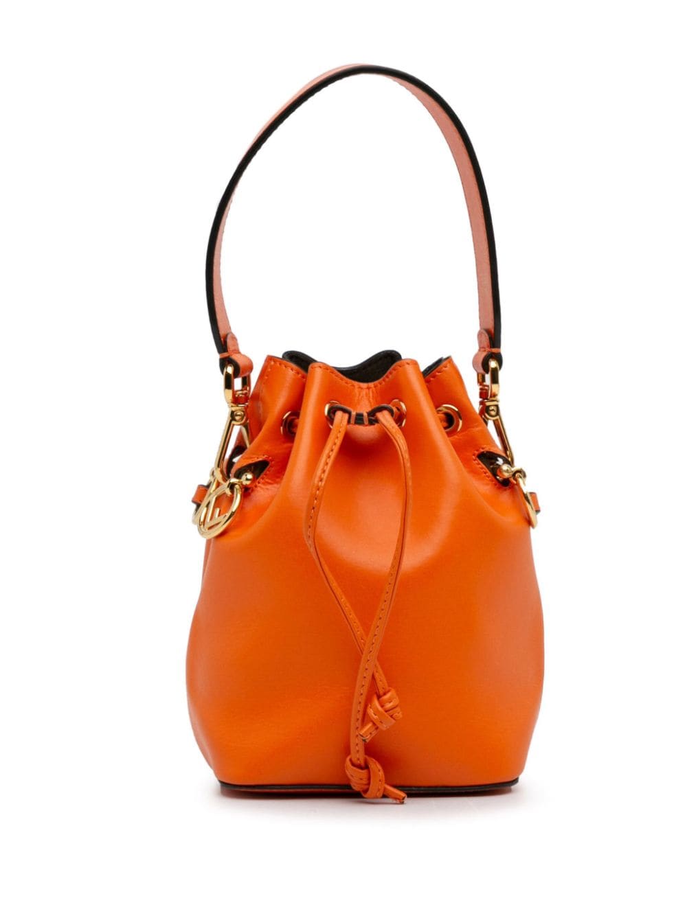 Pre-owned Fendi 21th Century Mini Leather Mon Tresor Bucket Bag In Orange
