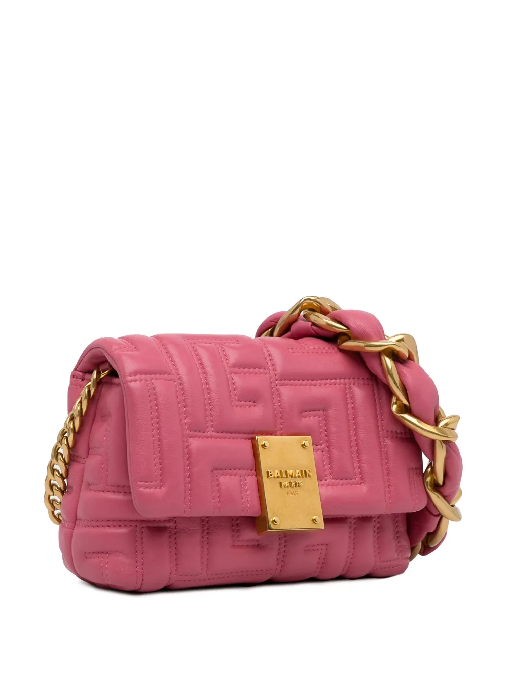 Pre-owned Balmain 21th Century 1945 Quilted Leather Crossbody Bag In Pink