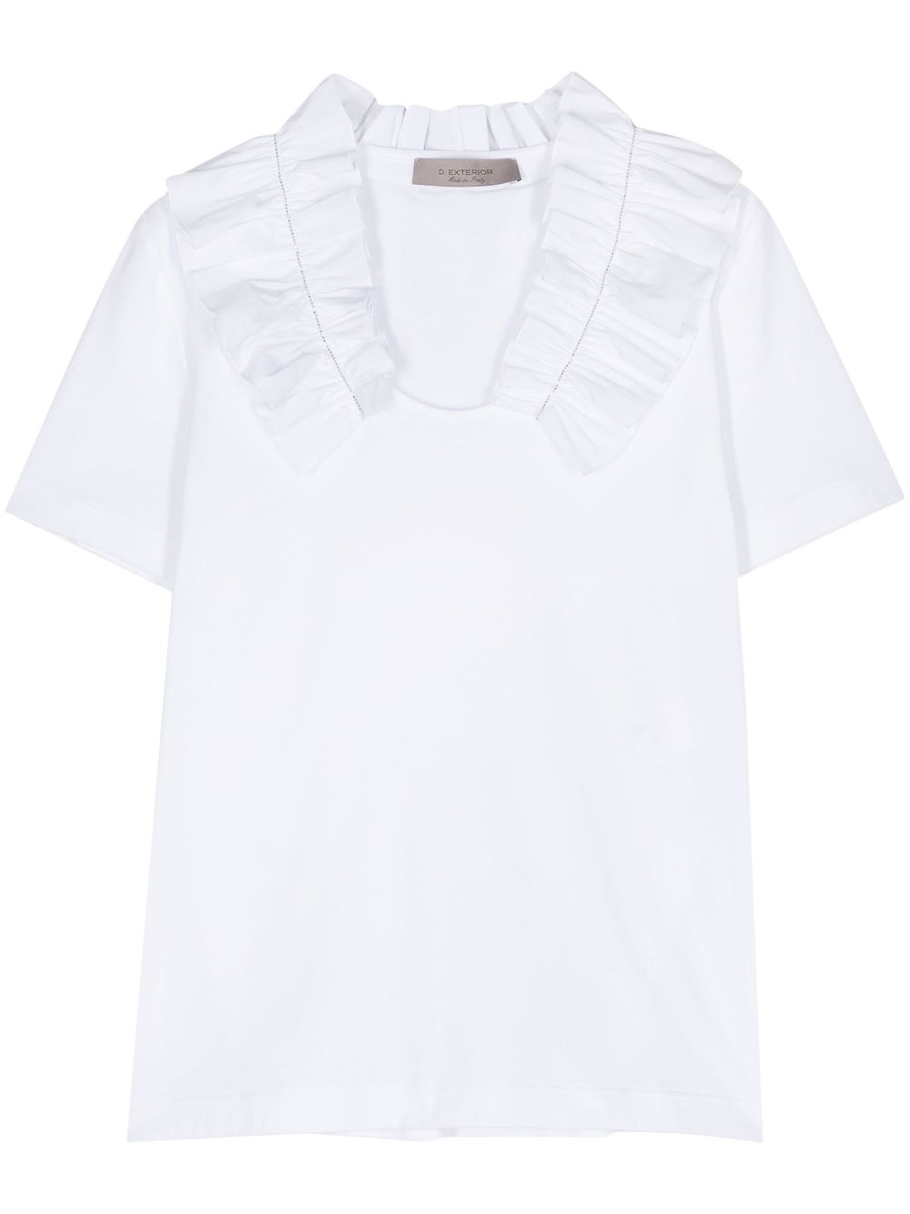 ruffled-collar jersey T-shirt