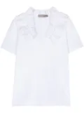 D.Exterior ruffled-collar jersey T-shirt - White