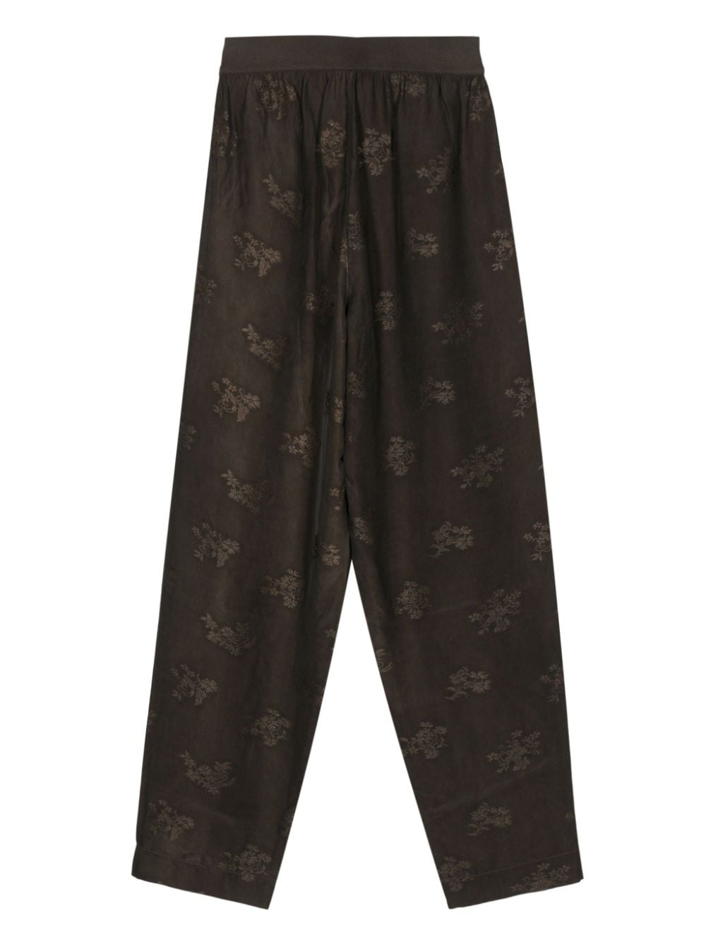 Uma Wang Palmer floral-embroidered tapered trousers - Bruin