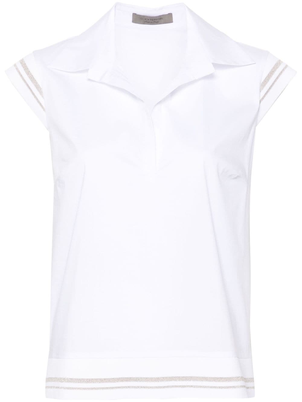 stripe-trim cotton-blend blouse