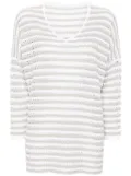 Le Tricot Perugia stripe open-knit jumper - White