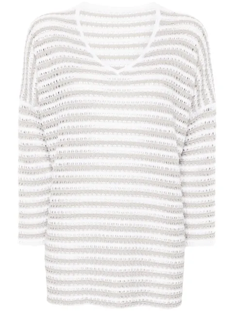 Le Tricot Perugia stripe open-knit jumper