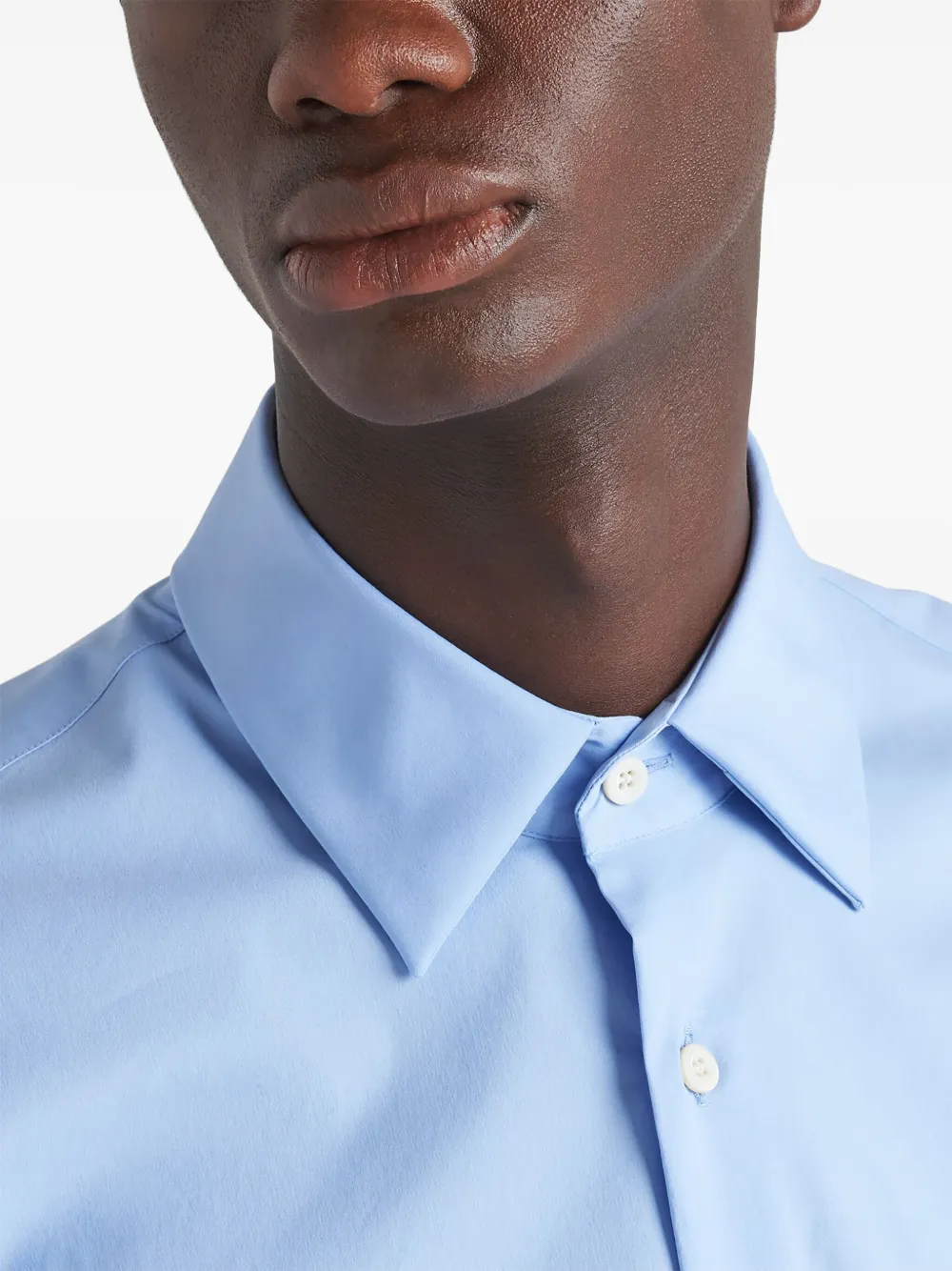 Shop Prada Cotton Poplin Shirt In Blue