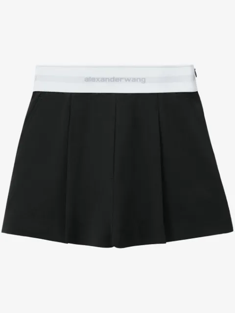 Alexander Wang logo-waistband pleated shorts