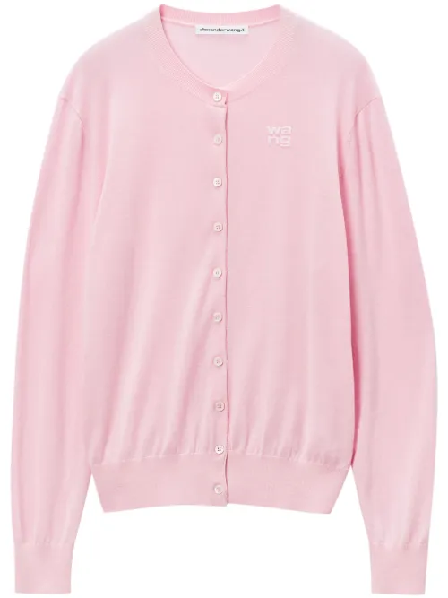 Cardigan en laine mérinos à logo embossé - Alexander Wang - Modalova