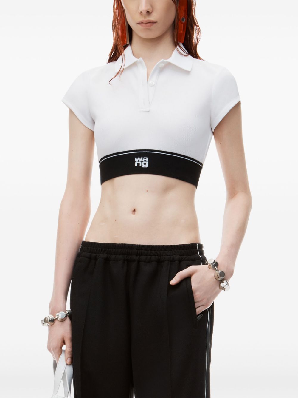 Affordable Alexander Wang Cheerleader cropped polo top Women