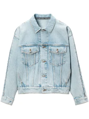 Alexander Wang Falling Back logo-print Denim Jacket | Blue | FARFETCH