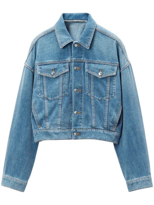 人気の Alexander Wang クロップド デニムジャケット | ブルー ジャケット・アウター