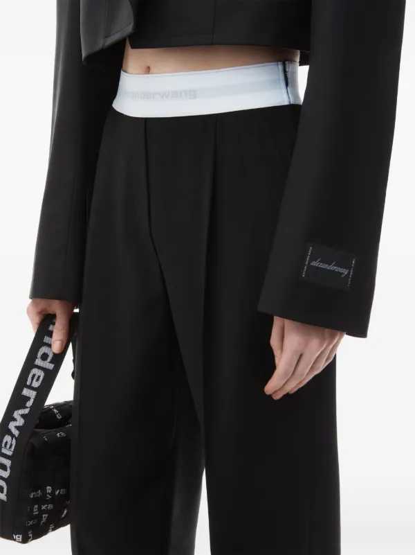 【セール】Alexander Wang ロゴウエスト パンツ/サイズ0 Alexander Wang Women Logo Carrot Pants, High Waist, Black
