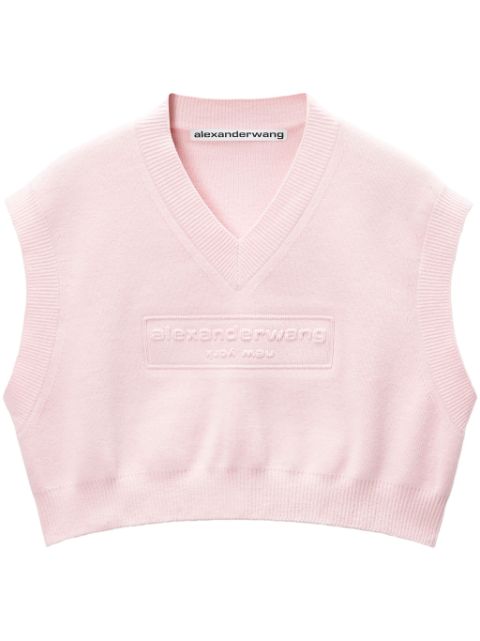 Affordable Alexander Wang logo-embossed cropped knitted top Women