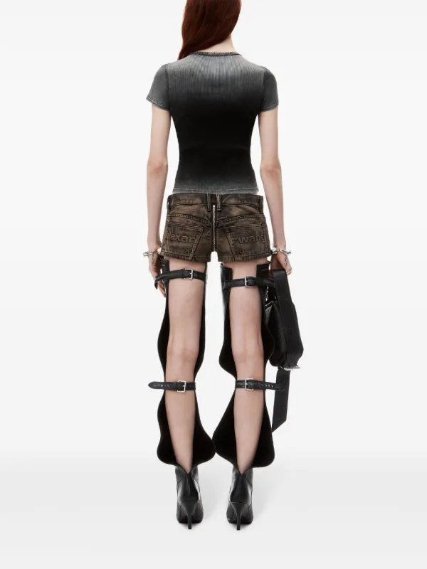 ロゴストラップ付きフィットストレッチドレス/Alexander Wang Alexander Wang Hotfix Cursive ロゴ Tシャツ | グレー