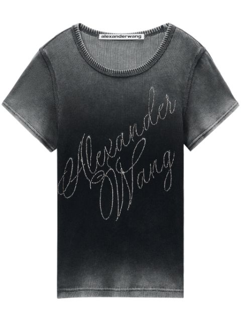 Alexander Wang Hotfix Cursive-logo cotton T-shirt Women