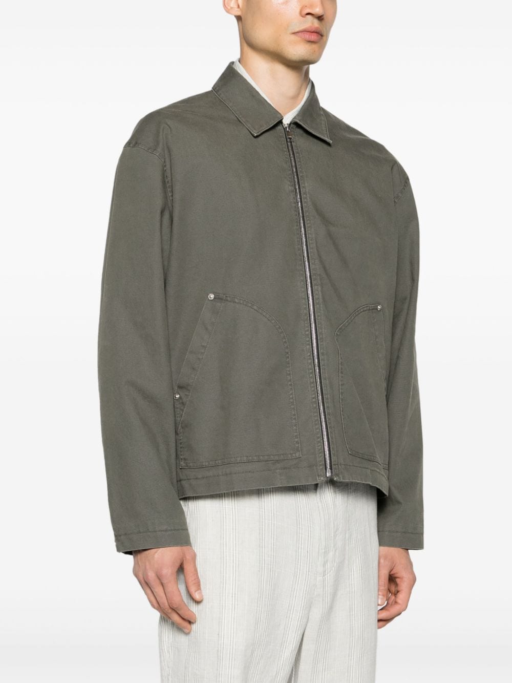 Shop Frame Canvas Cotton Shirt Jacket In Grey