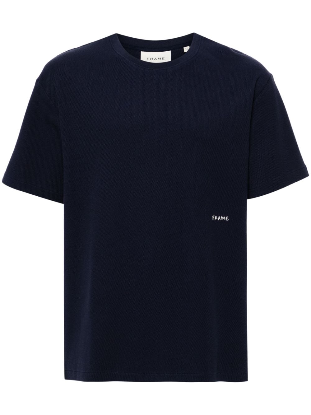 FRAME logo-embroidered piqué T-shirt Blauw