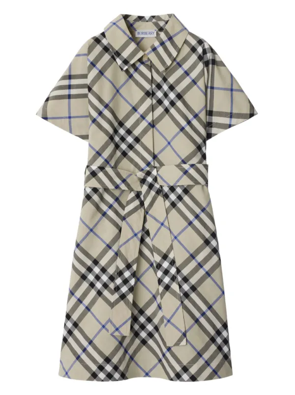 Burberry チェック シャツ ワンピース 160 M Burberry Kids チェック シャツワンピース | グレー | FARFETCH JP
