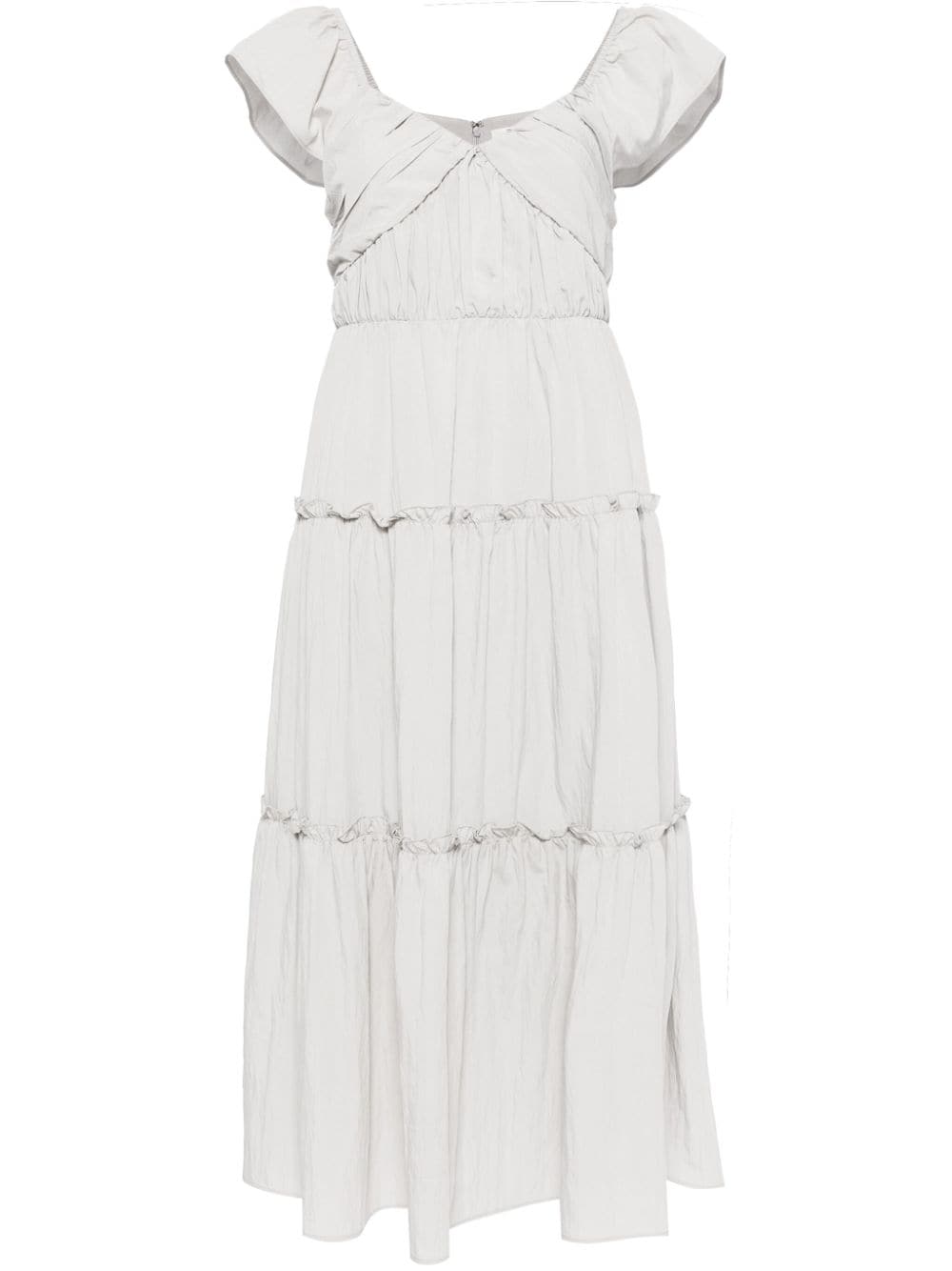 B+ab Pleated Tiered Midi Dress In White