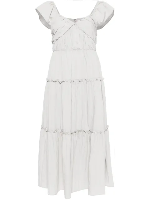 b+ab pleated tiered midi dress