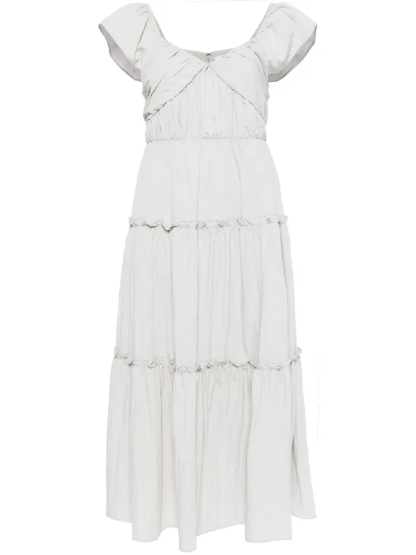 slim fit dress slacks Grey Tulle Solid Color Neck & Sleeve Ruffled Tiered Dress main image 0