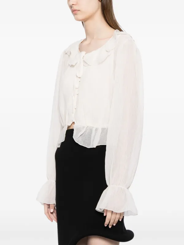 Sheer cropped blouse sales