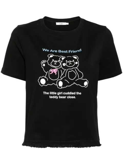 b+ab Bear frayed T-shirt