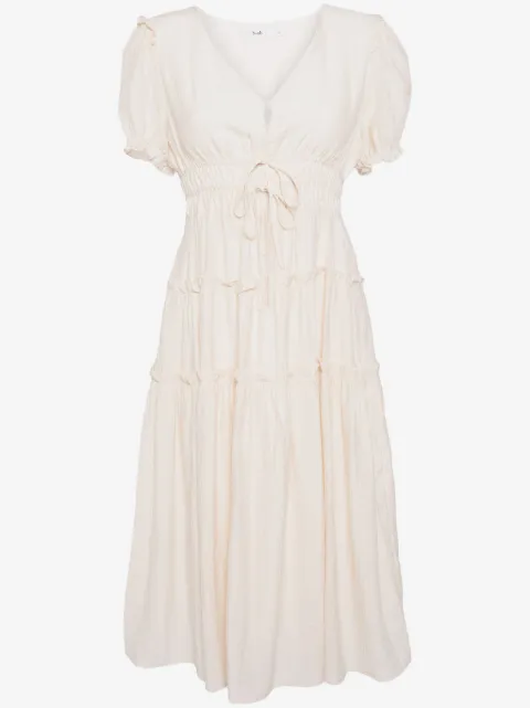 b+ab pleated tiered midi dress