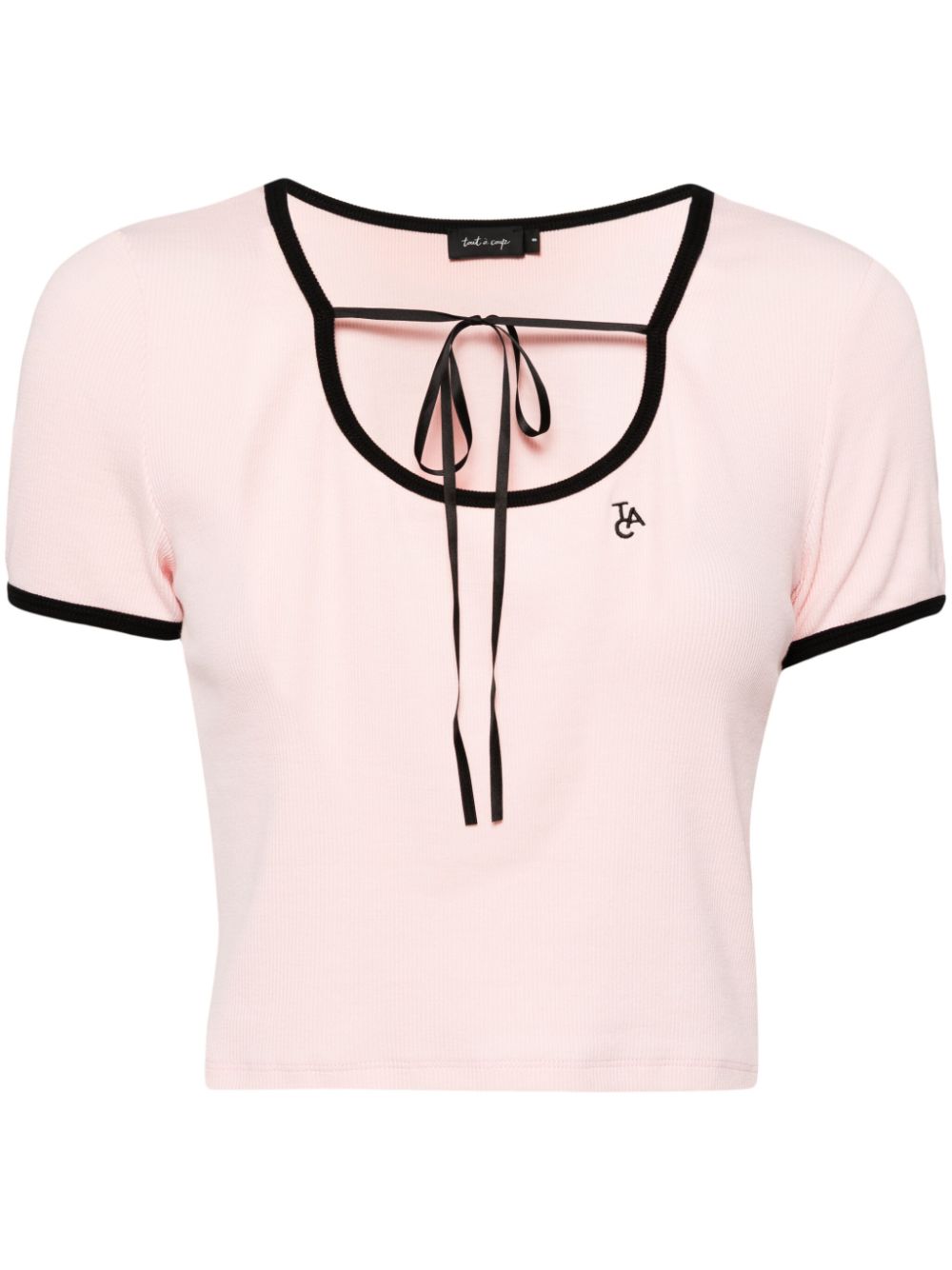 Tout A Coup Tie-fastening Cropped T-shirt In Pink