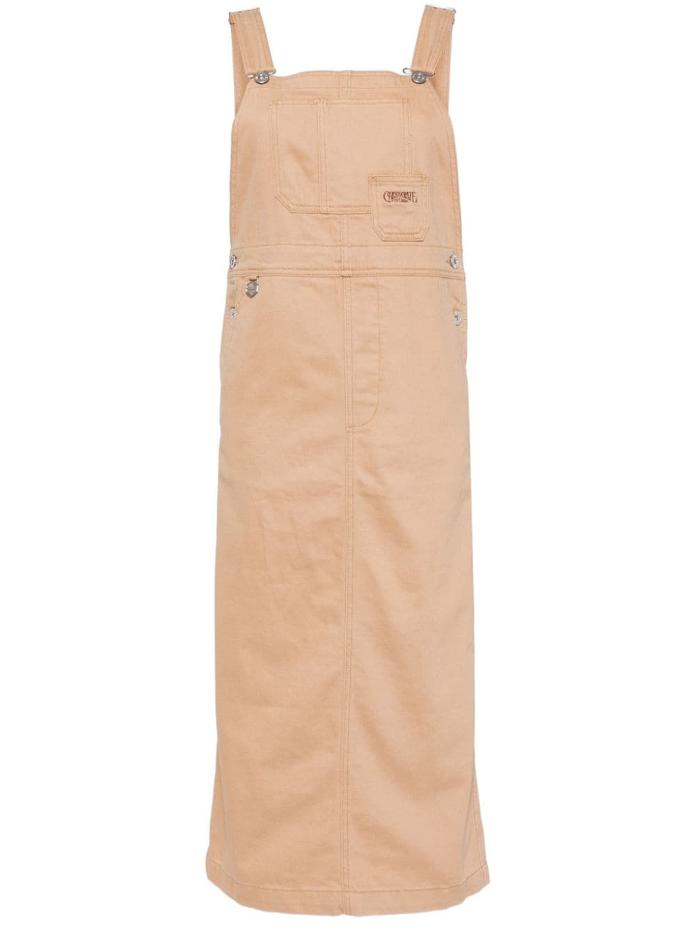 Chocoolate Logo-embroidered Cotton Dungaree Dress In Brown