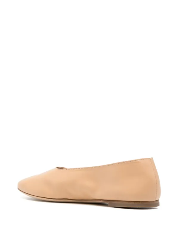 STAUD Brushed Leather Ballerina Shoes | Neutrals | FARFETCH JO