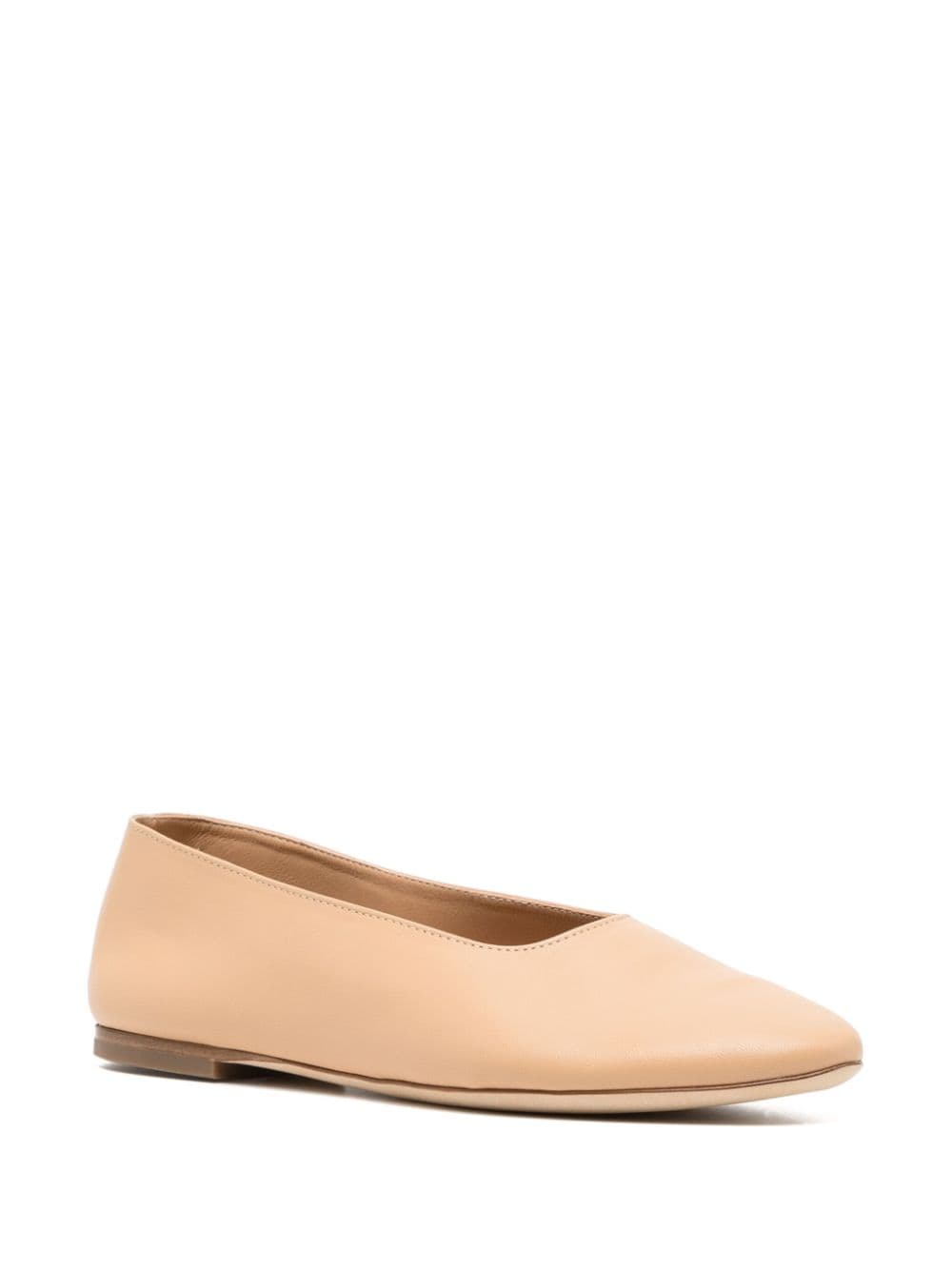 Shop Staud Brushed Leather Ballerina Shoes In Neutrals