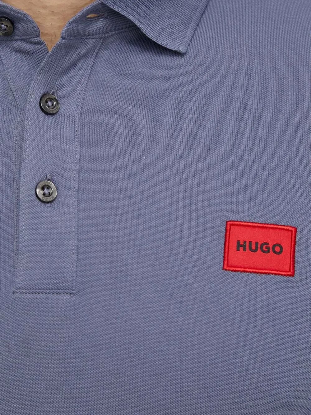 Hugo Boss Button Logo Polo Shirt In Blue