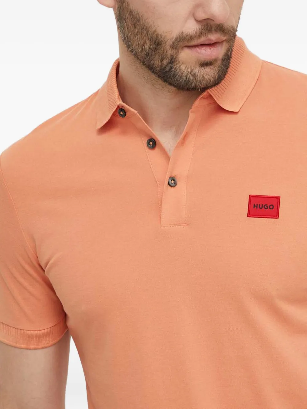 Hugo Boss Logo-patch Polo Shirt In Orange