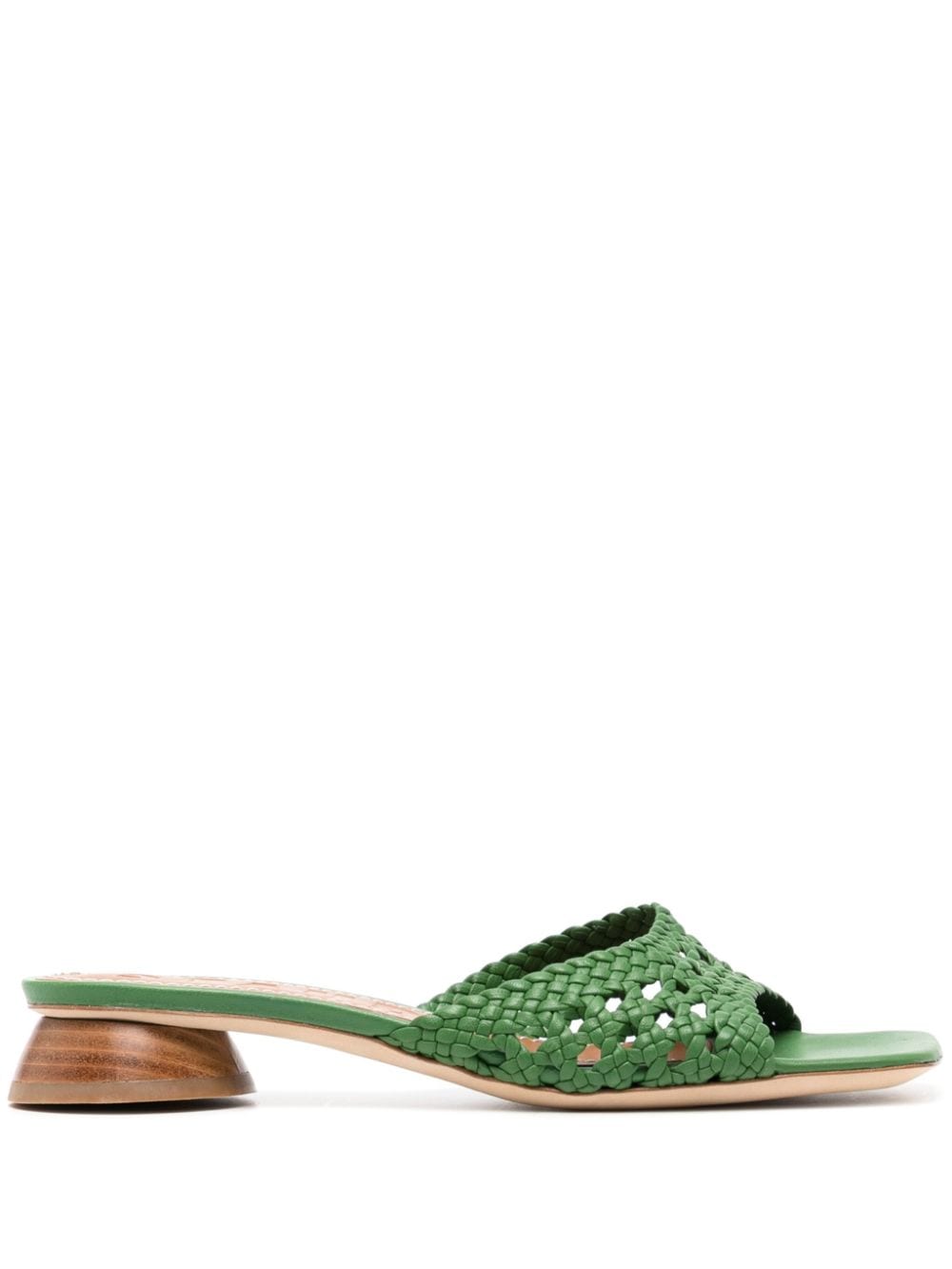 STAUD Simone 35mm crochet leather sandals Green