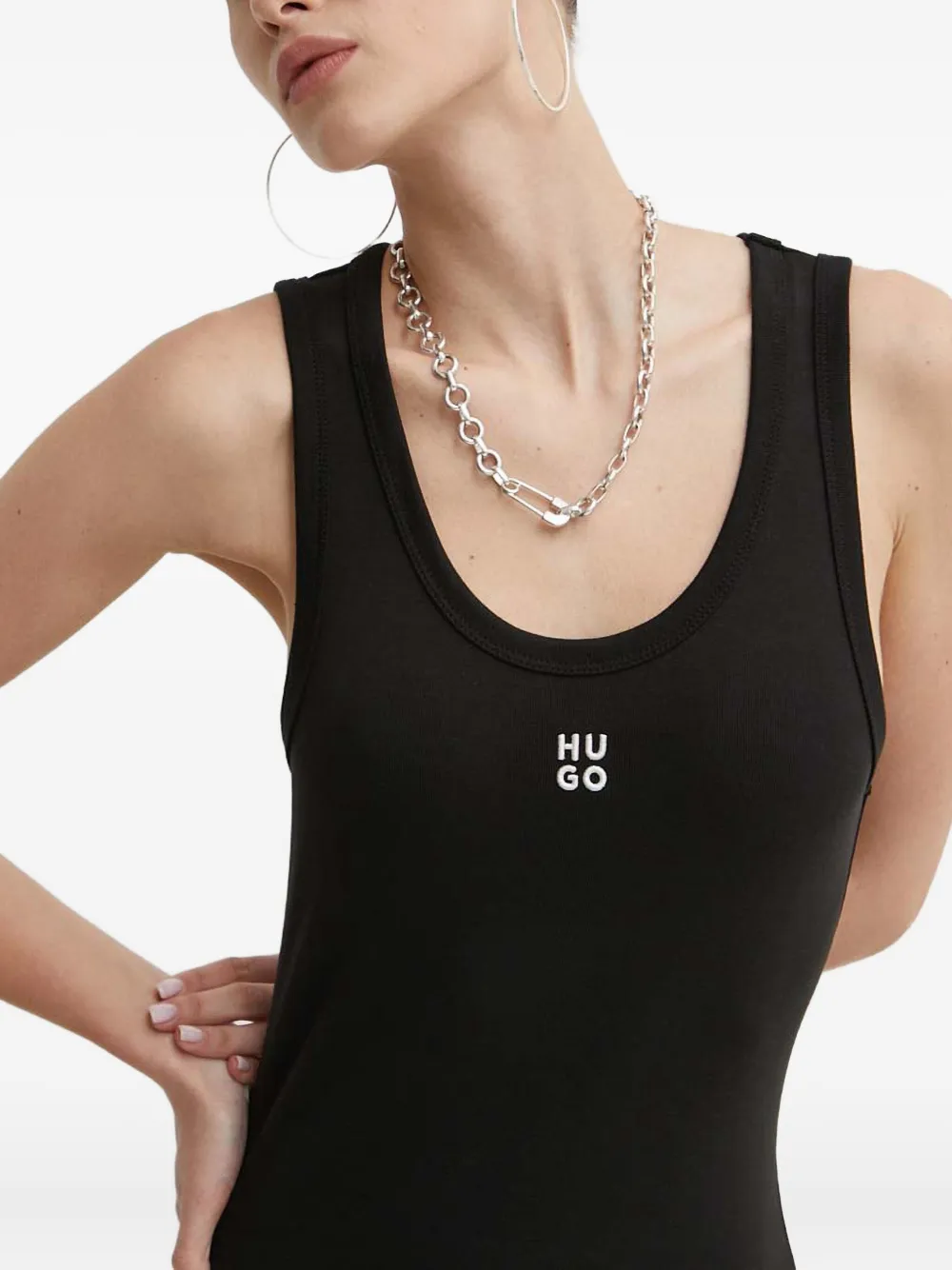 HUGO Midi-jurk met zijsplit Zwart