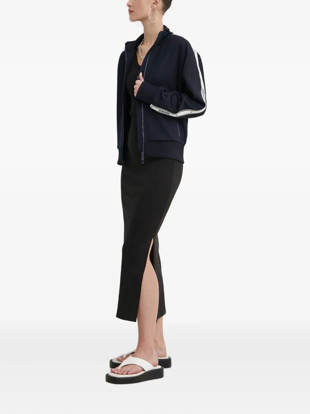 HUGO side-slit midi dress - Zwart